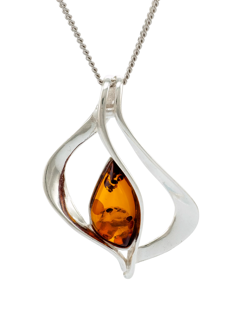 Be-Jewelled Baltic amber pendant necklace in sterling silver, imported from the UK