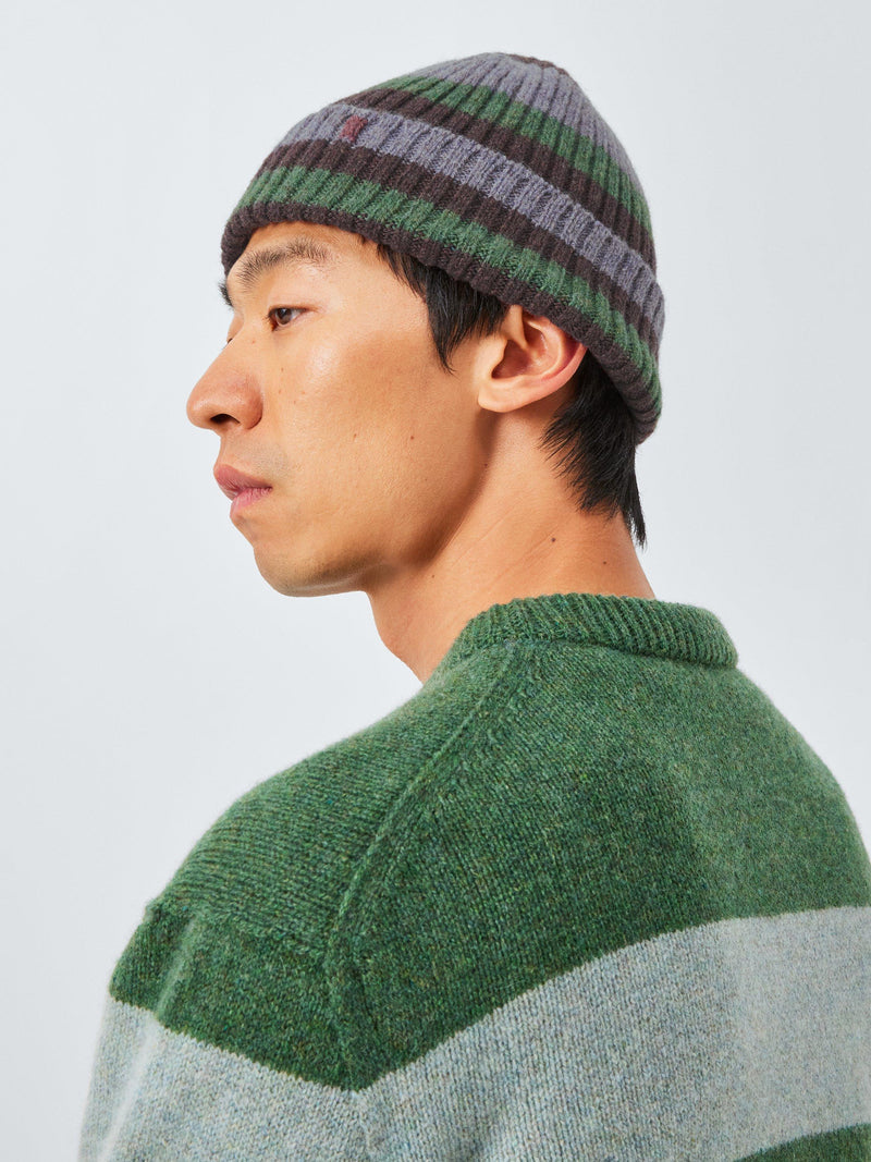 John Lewis striped recycled wool beanie - British product