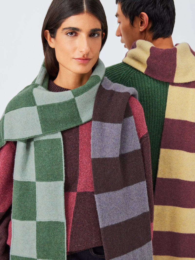 John Lewis recycled wool check scarf (British brand)