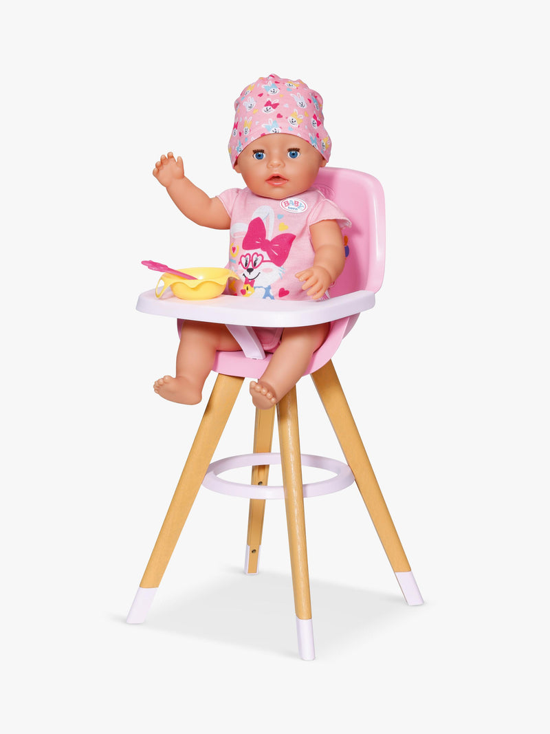 Baby Born doll highchair modern pink seat fits 43cm dolls, UK version
