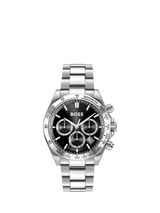 John Lewis HUGO BOSS Hero Chronograph Men's Watch, Silver Stainless Steel Bracelet, 43mm- Buy online at McGrocer