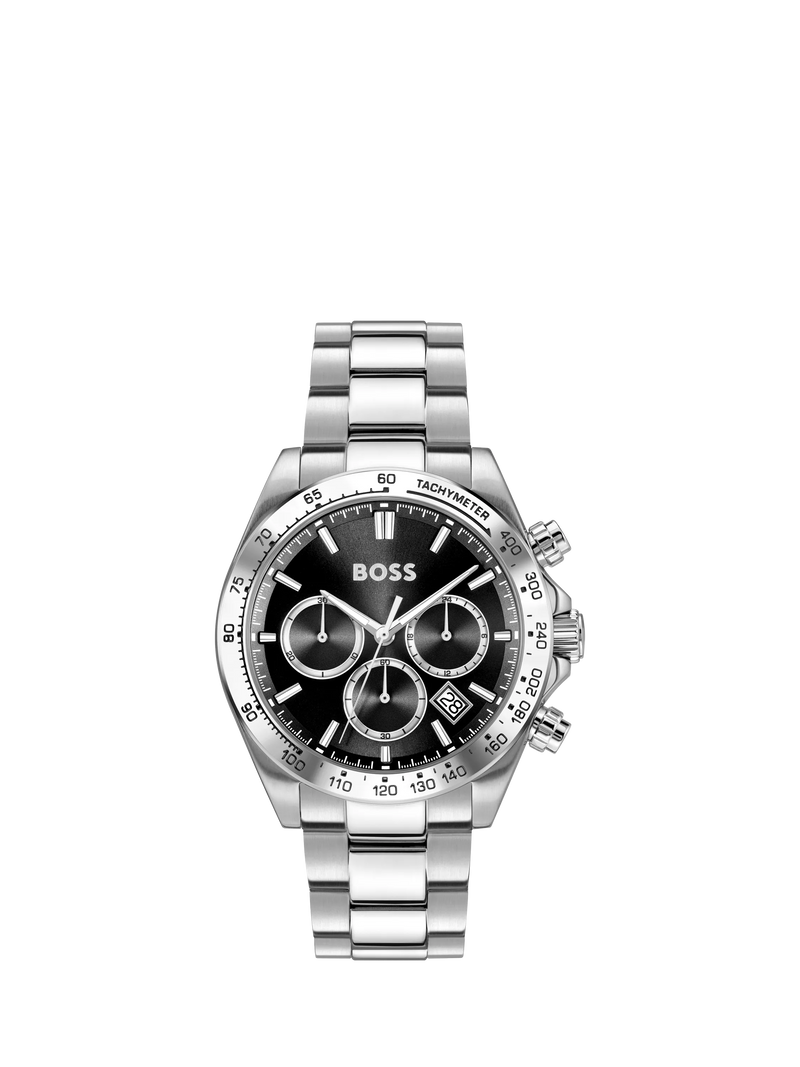 HUGO BOSS men's chronograph watch 43mm stainless steel (British brand)