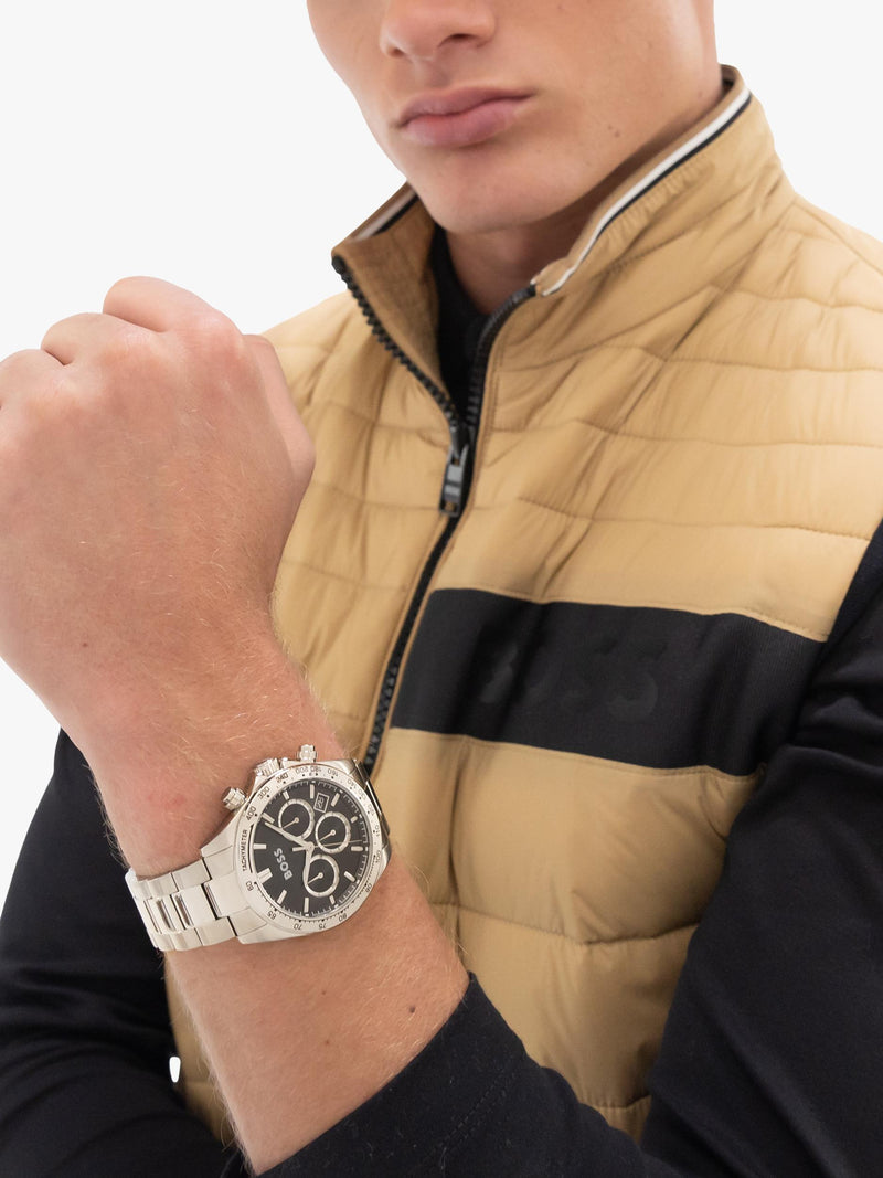 HUGO BOSS men's chronograph watch 43mm stainless steel (British brand)