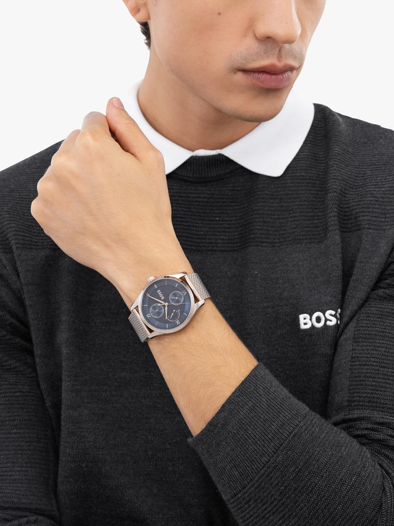 Hugo Boss men's Principle Master mesh strap watch blue dial, UK version