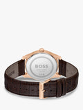 HUGO BOSS Principle Master watch 41mm brown leather strap, UK version