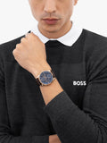 HUGO BOSS Principle Master watch 41mm brown leather strap, UK version