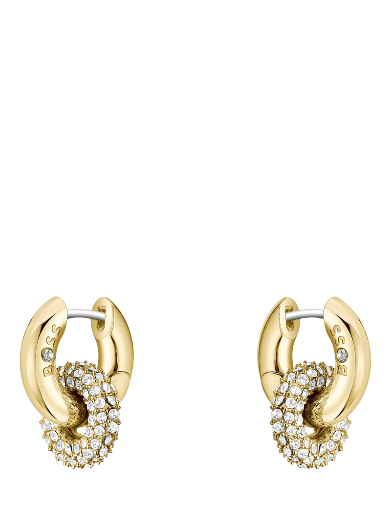 HUGO BOSS crystal huggie hoop earrings 14mm (British brand)
