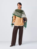 TBCo green multi block check wool scarf 50x200cm, imported from the UK