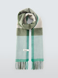 TBCo green multi block check wool scarf 50x200cm, imported from the UK