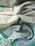 TBCo green multi block check wool scarf 50x200cm, imported from the UK