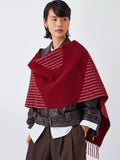 TBCo oversized wool scarf burgundy wave stripes, imported from the UK