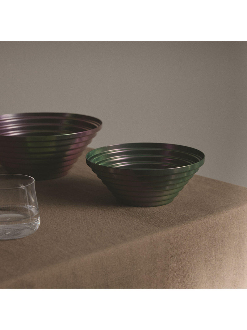 Alessi Maya iridescent steel basket 20cm green purple - British product