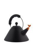 Alessi stovetop kettle with bird whistle black, UK version