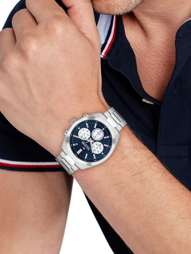Tommy Hilfiger chronograph watch navy dial steel bracelet (British brand)