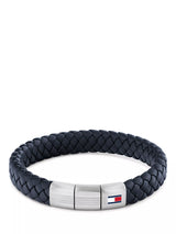 John Lewis Tommy Hilfiger Leather Braided Bracelet Black/Silver- Buy online at McGrocer