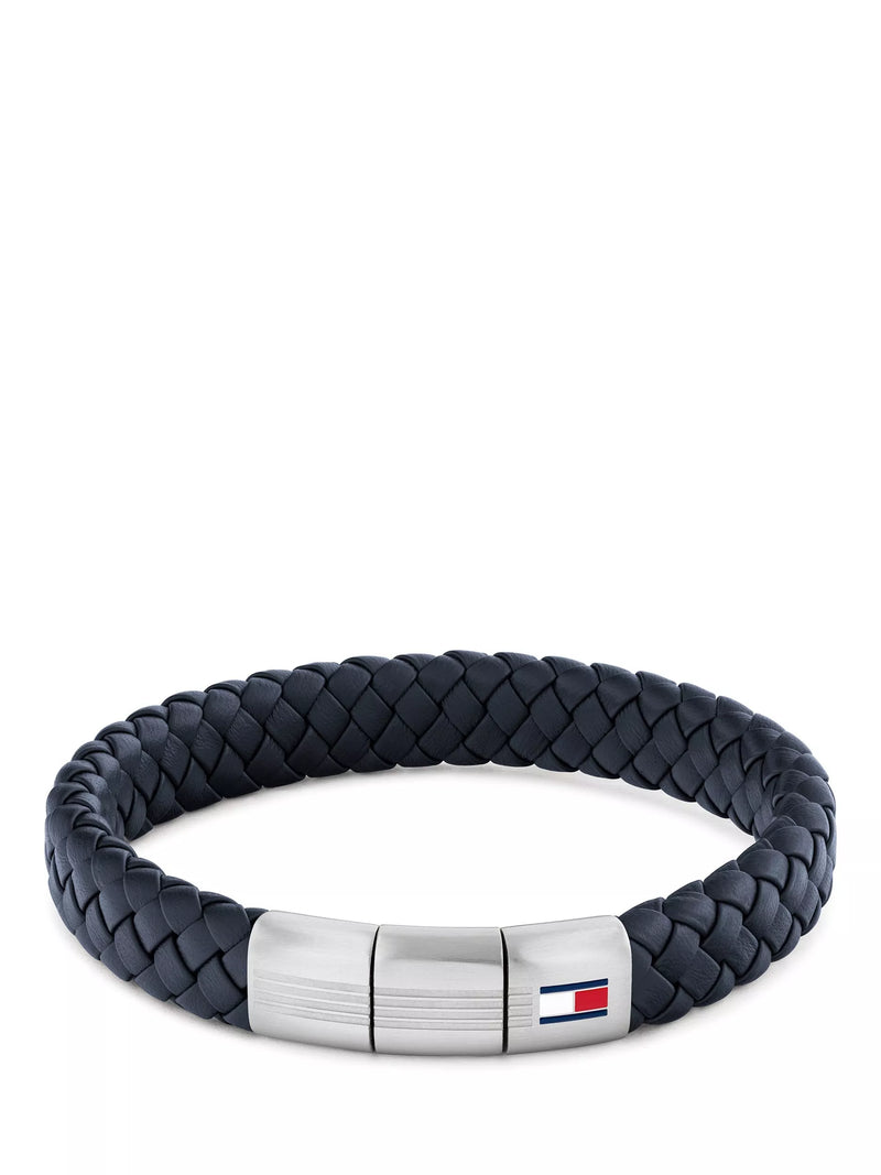 Tommy Hilfiger leather braided bracelet black silver, UK version