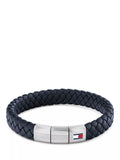 Tommy Hilfiger leather braided bracelet black silver, UK version