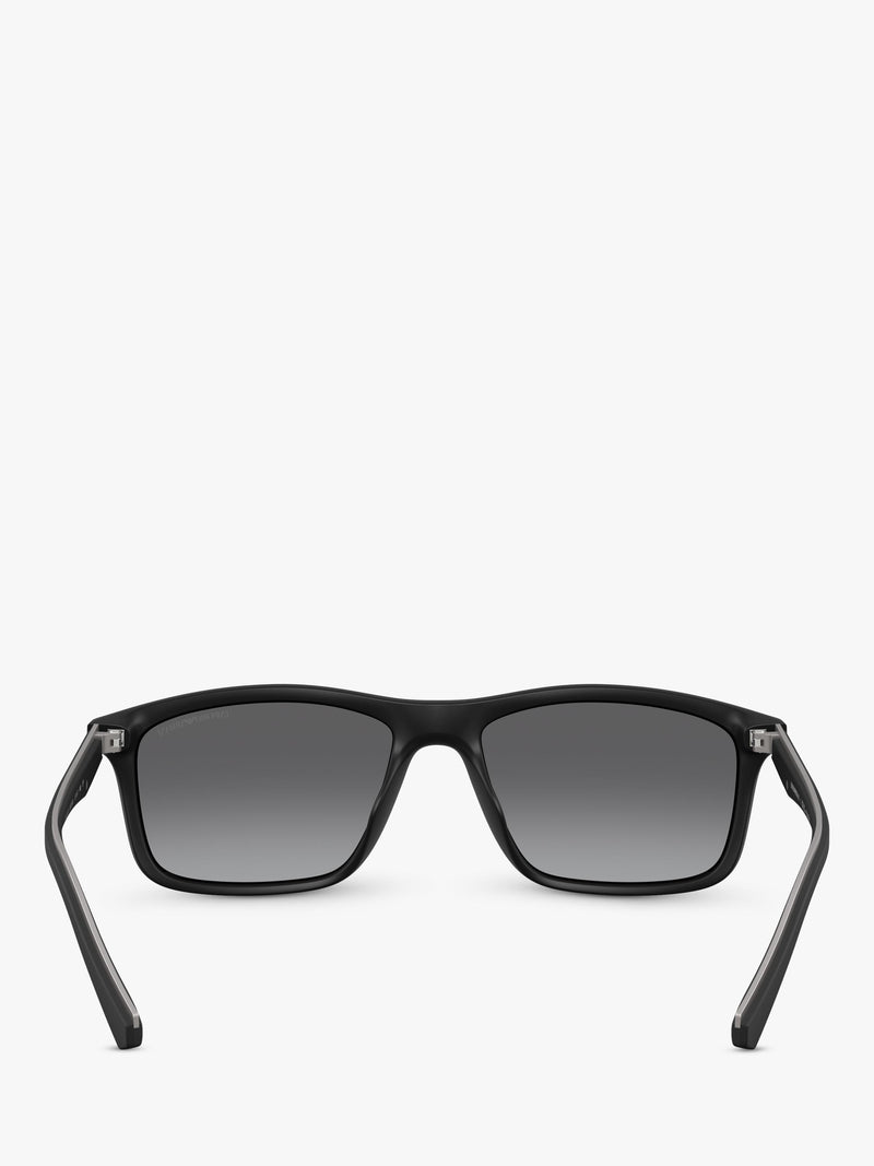 Emporio Armani rectangular sunglasses matte black grey gradient, imported from the UK