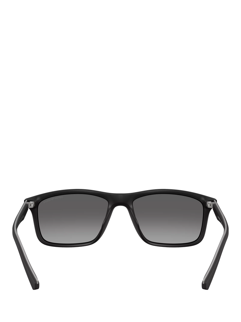 Emporio Armani rectangular sunglasses matte black grey gradient, imported from the UK