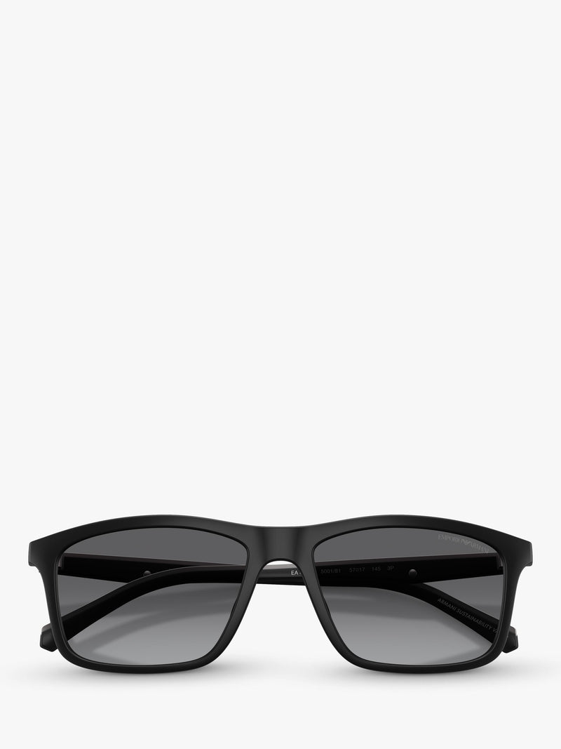 Emporio Armani rectangular sunglasses matte black grey gradient, imported from the UK