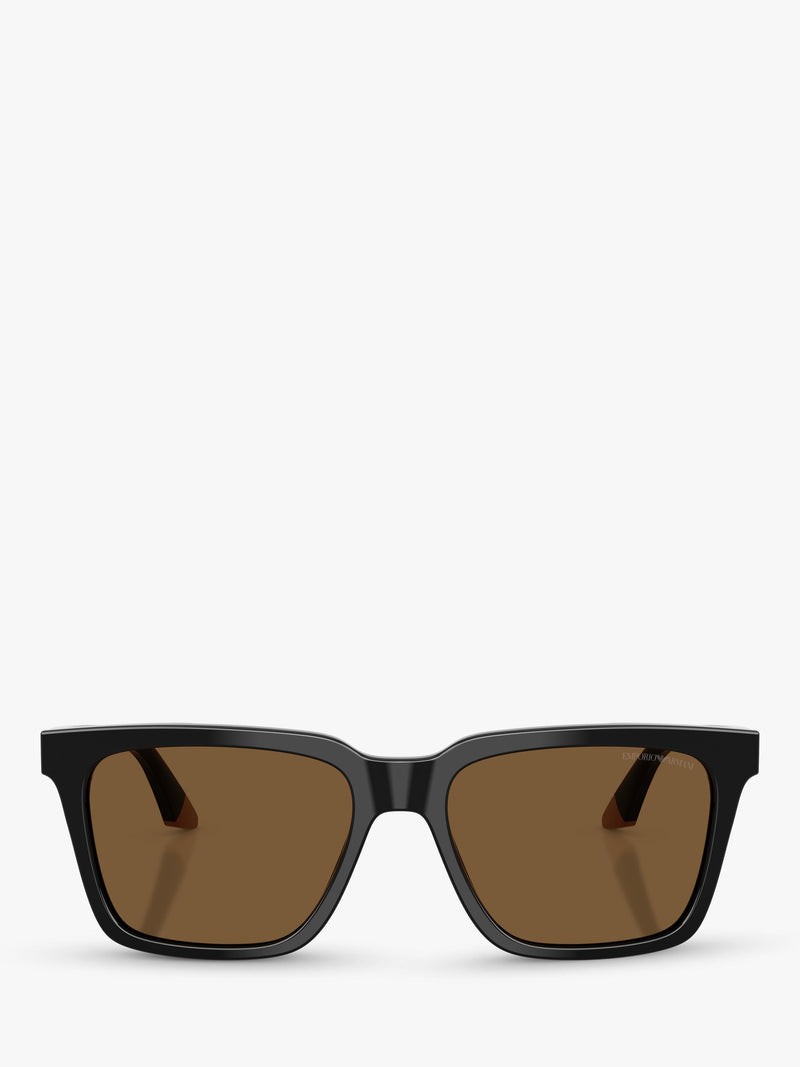 Emporio Armani square sunglasses shiny black/brown 55mm - British product