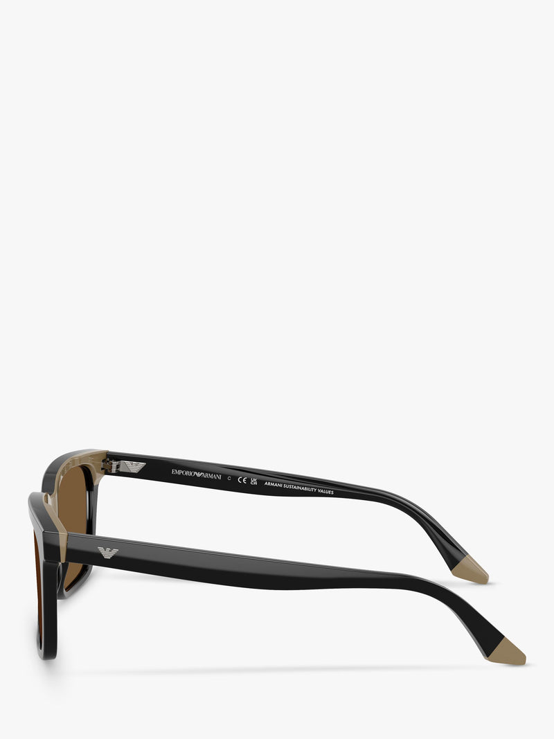Emporio Armani square sunglasses shiny black/brown 55mm - British product