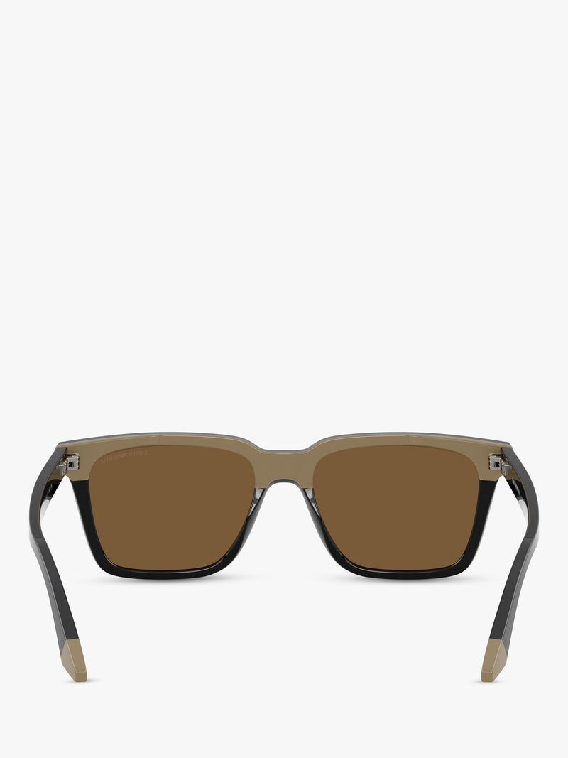 Emporio Armani square sunglasses shiny black/brown 55mm - British product