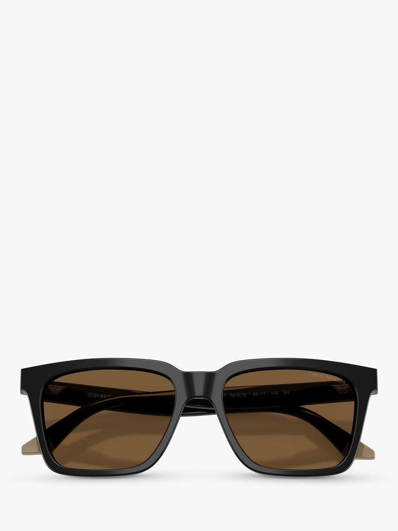 Emporio Armani square sunglasses shiny black/brown 55mm - British product