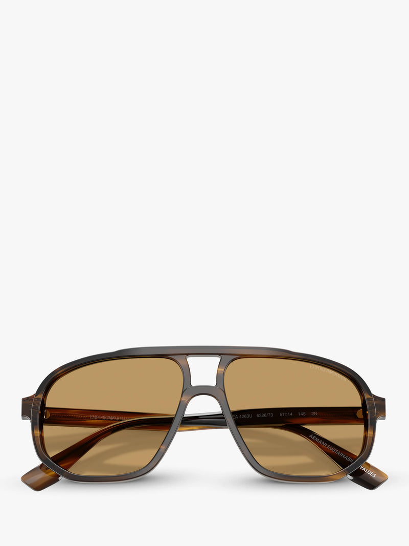 Emporio Armani aviator sunglasses striped dark green brown - British product