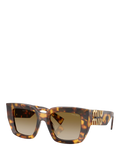 Miu Miu women's square sunglasses honey havana brown - British product