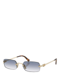Miu Miu rectangular sunglasses pale gold blue 52mm, imported from the UK