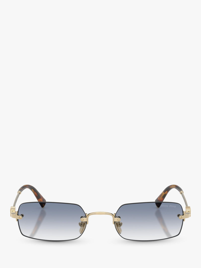 Miu Miu rectangular sunglasses pale gold blue 52mm, imported from the UK