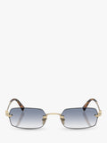 Miu Miu rectangular sunglasses pale gold blue 52mm, imported from the UK