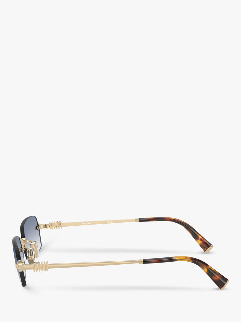 Miu Miu rectangular sunglasses pale gold blue 52mm, imported from the UK