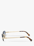 Miu Miu rectangular sunglasses pale gold blue 52mm, imported from the UK