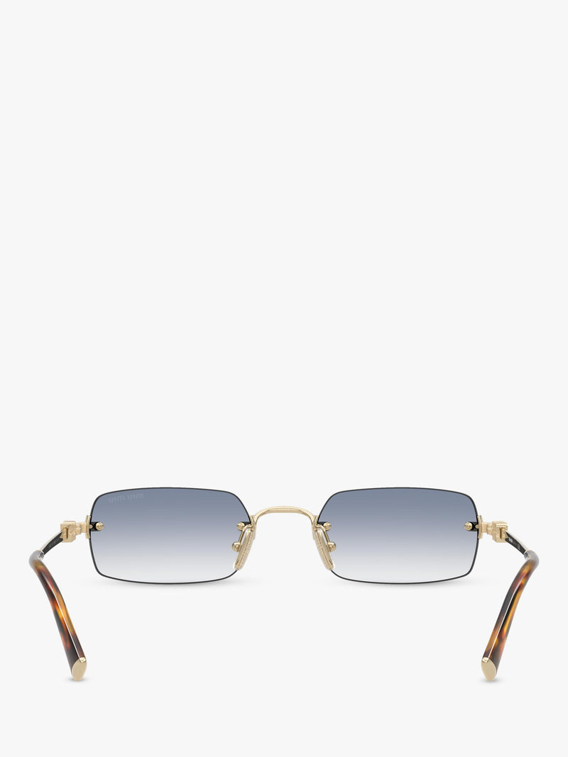Miu Miu rectangular sunglasses pale gold blue 52mm, imported from the UK