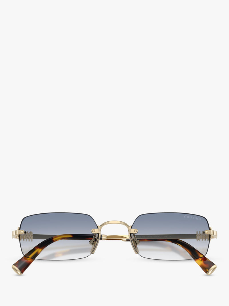 Miu Miu rectangular sunglasses pale gold blue 52mm, imported from the UK