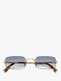 Miu Miu rectangular sunglasses pale gold blue 52mm, imported from the UK