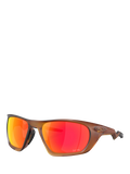 Oakley rectangular sunglasses, matte dark amber/mirror orange, imported from the UK
