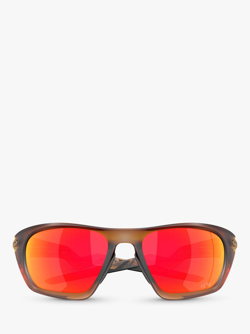 Oakley rectangular sunglasses, matte dark amber/mirror orange, imported from the UK