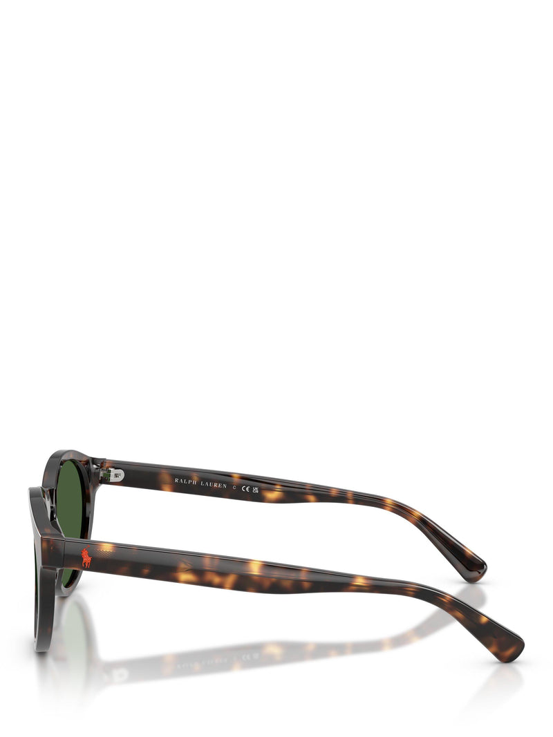 Ralph Lauren round sunglasses in shiny dark Havana green (British brand)