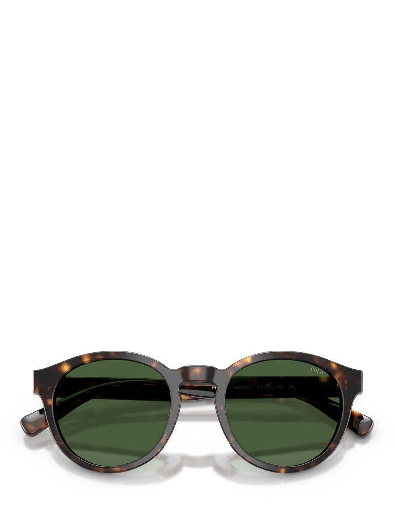 Ralph Lauren round sunglasses in shiny dark Havana green (British brand)
