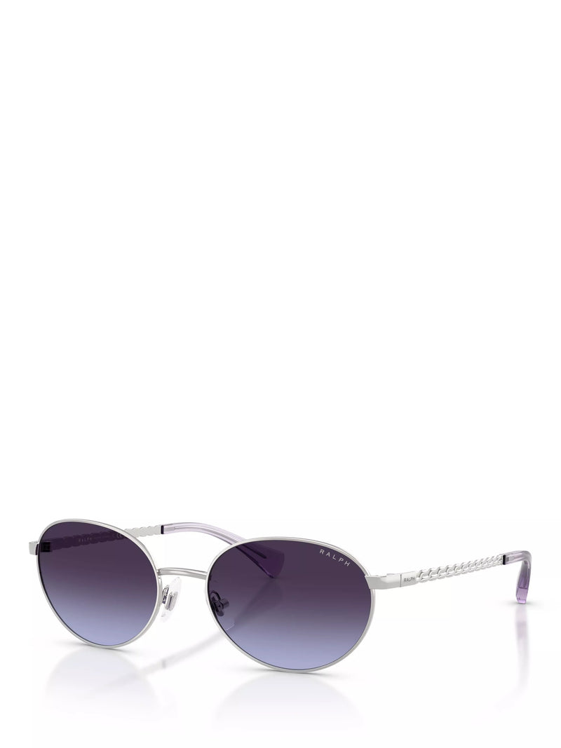Ralph Lauren oval sunglasses shiny silver grey gradient 55mm, imported from the UK