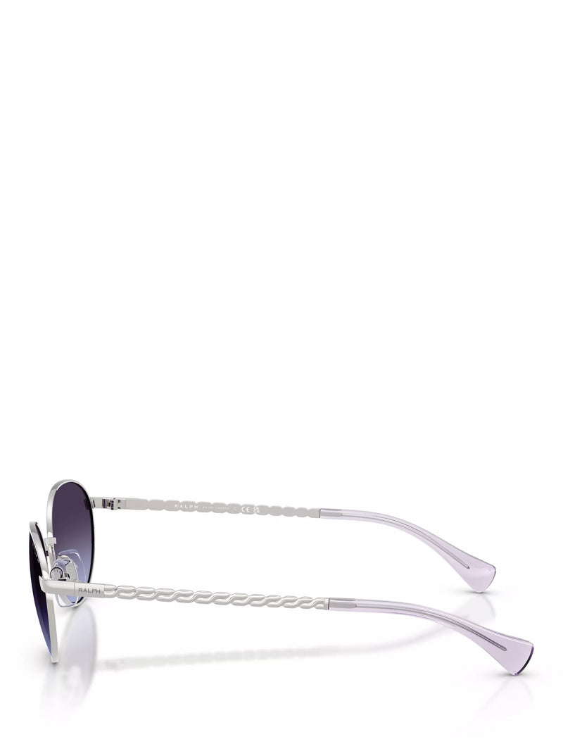 Ralph Lauren oval sunglasses shiny silver grey gradient 55mm, imported from the UK
