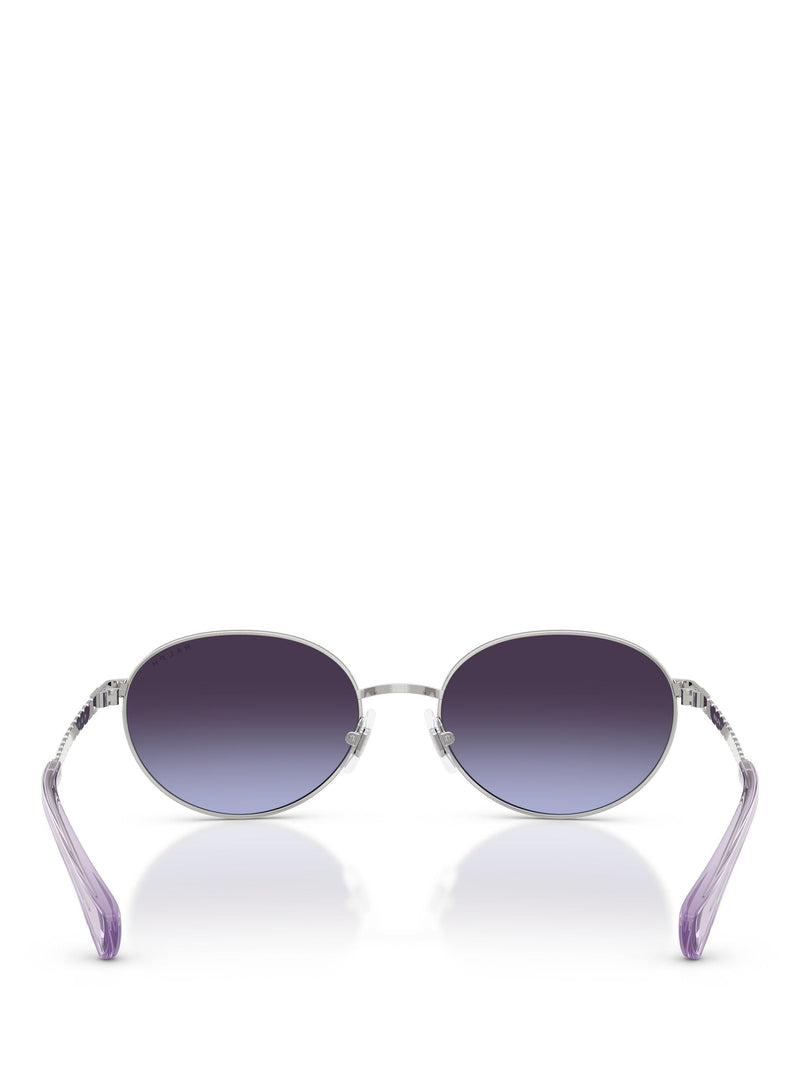 Ralph Lauren oval sunglasses shiny silver grey gradient 55mm, imported from the UK