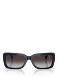 Ralph Lauren rectangular sunglasses with blue frame and brown gradient lenses, UK version
