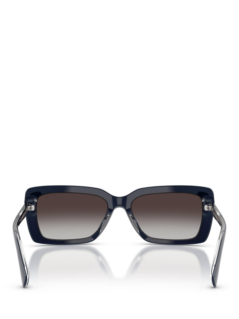 Ralph Lauren rectangular sunglasses with blue frame and brown gradient lenses, UK version