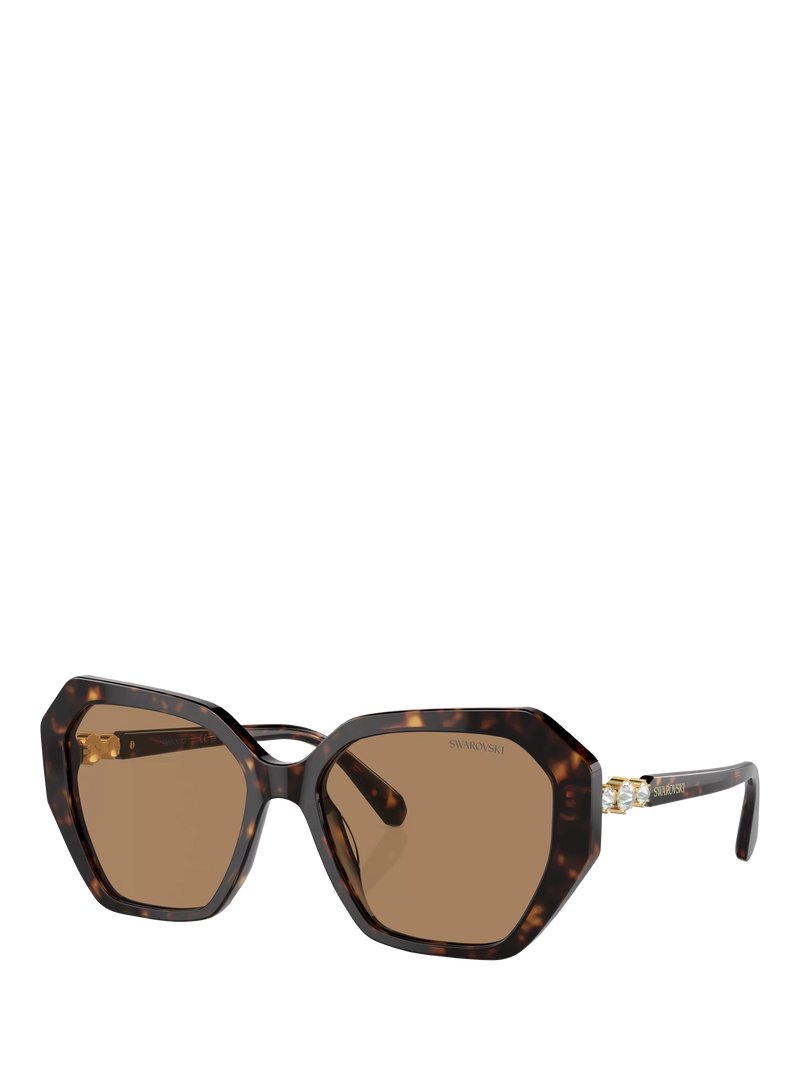 Swarovski women's irregular sunglasses Dark Havana, imported from the UK