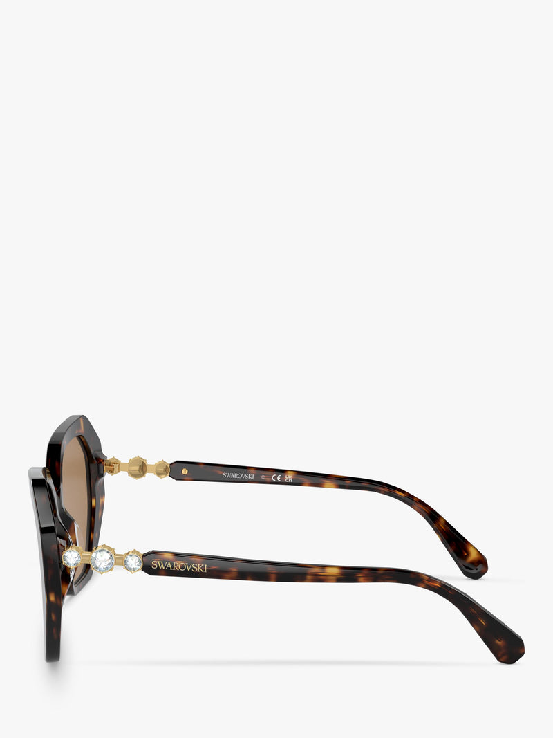 Swarovski women's irregular sunglasses Dark Havana, imported from the UK