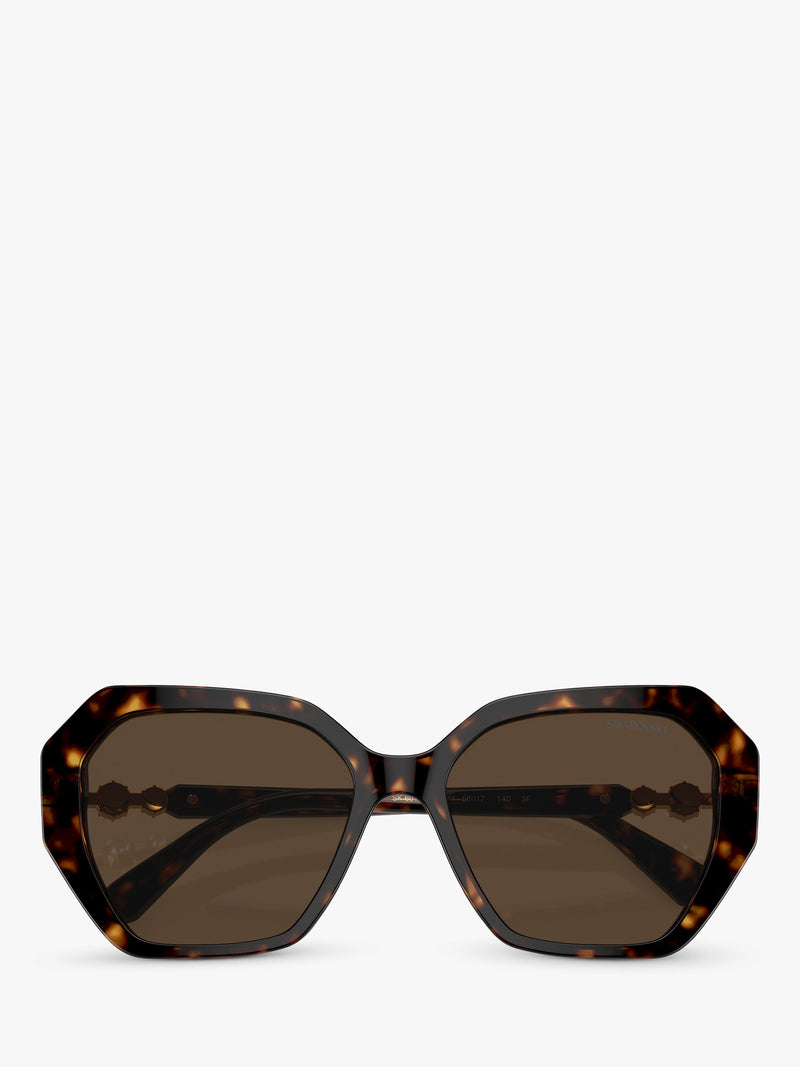 Swarovski women's irregular sunglasses Dark Havana, imported from the UK